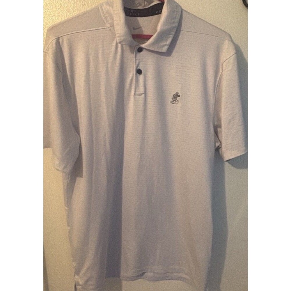DISNEY Mickey NIKE Dry Fit Golf Performance Polo Shirt Short Sleeve Striped Sz S